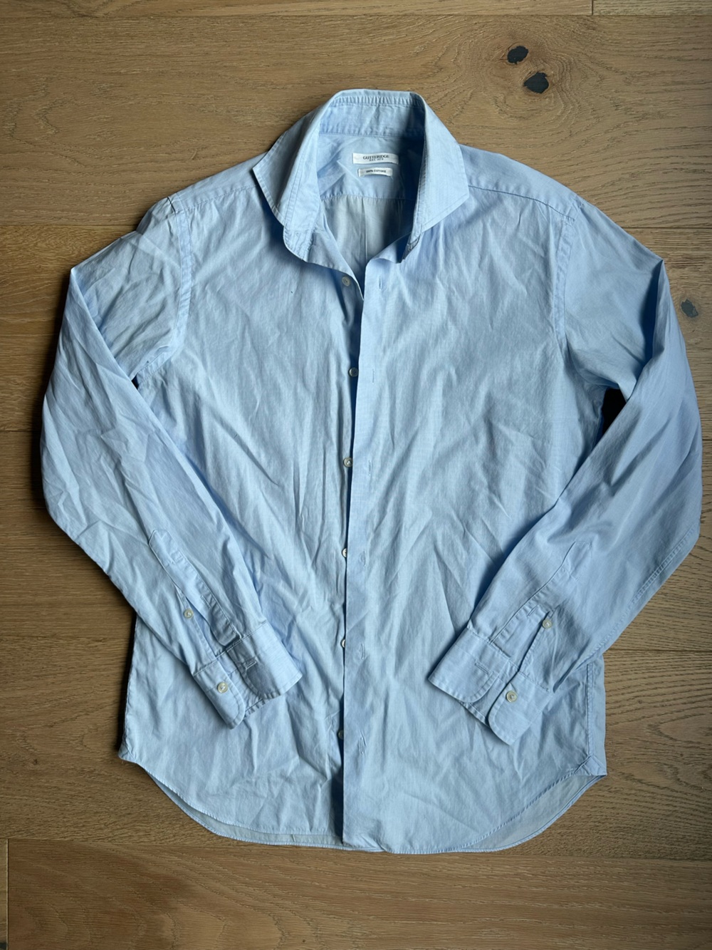 Gutteridge 100% Cotton Classic Button-Up Shirt Light Blue 15.5